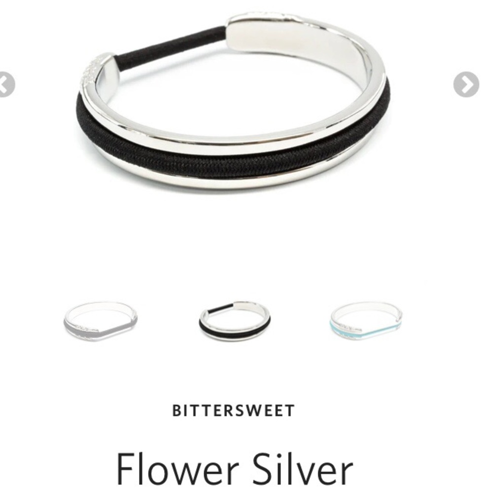 NWOT Maria Shireen Hair Tie Bracelet Bittersweet Flower Design Silver